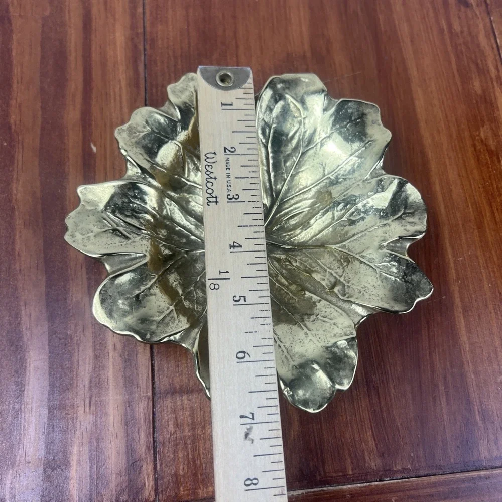 Vintage Virginia Metal Crafters May Apple Leaf Brass Dish Bowl Heavy Dated 1948